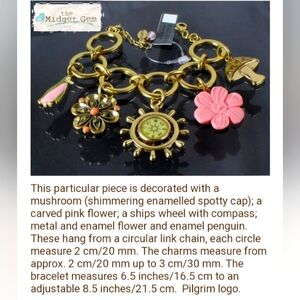 PILGRIM Charm Bracelet - Gold Plated/Pink NWOT